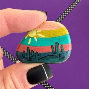 3/$12 Hand Painted Stones - Desert Scene